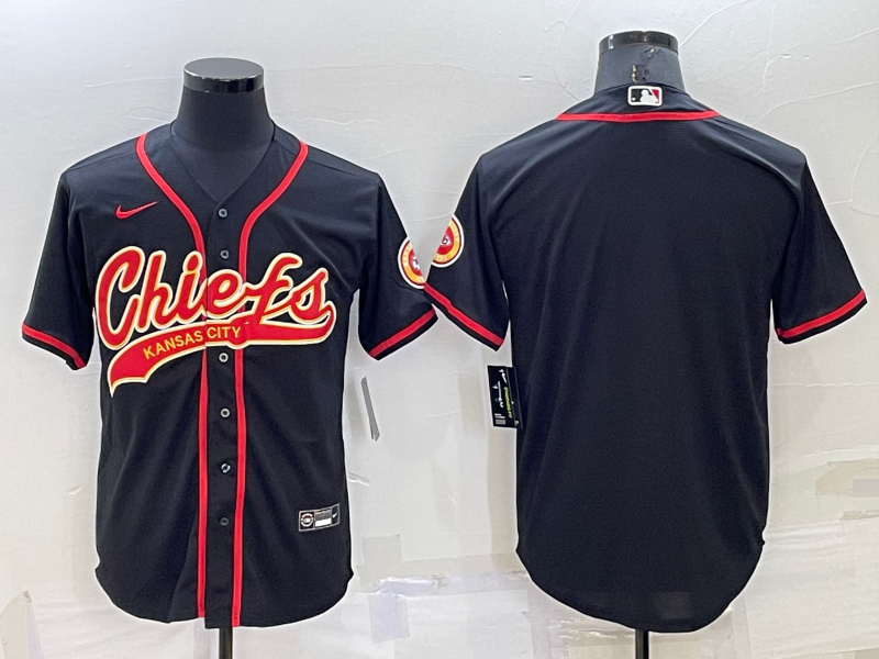 Men's Kansas City Chiefs Blank Black Cool Base Stitched Baseball Jersey Men's Kansas City Chiefs Blank Black Cool Base Stitched Baseball Jersey